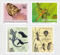 Liechtenstein 2024 Fauna Insects Butterflies Provisional overprints set of 4 stamps MNH