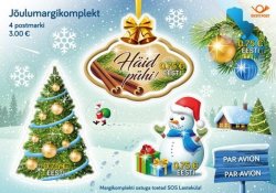 Estonia Estland Estonie 2017 Merry Christmas and Happy New Year ! set of 4 stamps with labels in block MNH