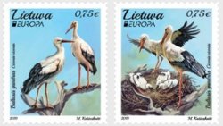 Lithuania Litauen Lituanie 2019 Europa CEPT National birds White stork set of 2 stamps MNH