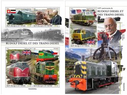 Niger 2023 165th anniversary of Rudolf Diesel & diesel Trains set of 2 block's MNH