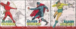 Aland Finland 2011 Popular comics American super heroes set of 3 stamps in strip MNH
