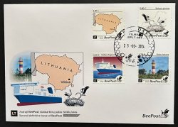 Lithuania Litauen Lituanie 2024 Definitives Birds Map Ship Lighthouse BeePost set of 4 stamps FDC