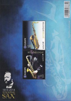 Belgium Belgique Belgien 2014 Europa CEPT Music instruments A. Sax set of 2 stamps in block MNH