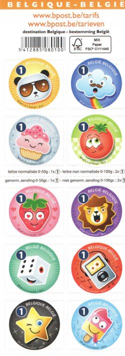 Belgium Belgique Belgien 2015 Greeting stamps Smilers Emoticons set of 10 stamps in block / booklet MNH
