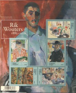 Belgium Belgique Belgien 2016 Rik Wouters painting art set of 5 stamps in block MNH
