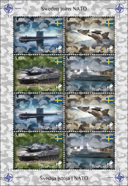 Lithuania Litauen Lituanie 2024 Baltic - NATO sea Sweden joins NATO tank submarine warship airplane BeePost sheetlet MNH