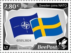 Lithuania Litauen Lituanie 2024 Baltic - NATO sea Sweden joins NATO BeePost stamp MNH