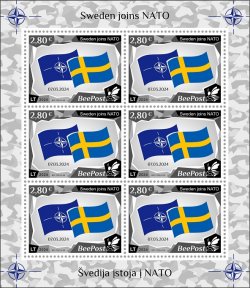 Lithuania Litauen Lituanie 2024 Baltic - NATO sea Sweden joins NATO BeePost sheetlet MNH