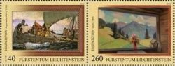 Liechtenstein 2013 Paintings of Ivan Mjasoedov Joint issue with Russia Strip of 2 stamps MNH