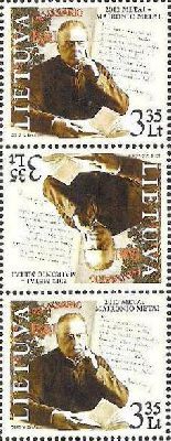 Lithuania. Year of Maironis. 150 years since the birth of the Lithuanian poet Jonas Maciulis. Strip 3st (tb+st)