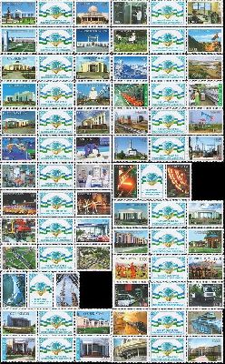 Uzbekistan 2011 Independence 20 ann full set of 52 stamps in 26 strips with labels MNH