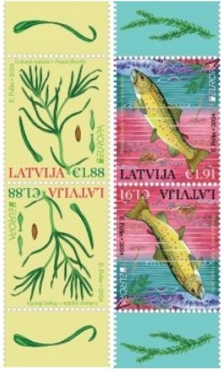 Latvia Lettland Lettonie 2024 Europa CEPT Underwater flora and fauna Fish plant set of 2 tete-beshes MNH
