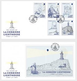 Jersey UK Great Britain 2024 SEPAC Iconic Tourist Destination 150 Years of La Corbière Lighthouse set of 2 FDC's