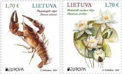 Lithuania Litauen Lituanie 2024 Europa CEPT Underwater flora and fauna LP set of 2 stamps MNH