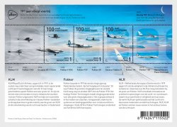 Netherlands Pays-Bas Niederlande 2019 100th anniversary of aviation in the Netherlands aircraft set of 3 stamps in block / sheetlet MNH