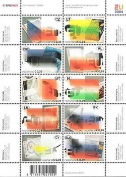 Netherlands Pays-Bas Niederlande 2004 EU enlargement set of 10 stamps in block / sheetlet MNH
