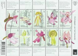 Netherlands Pays-Bas Niederlande 2014 Flowers Orchids set of 10 stamps in block / sheetlet MNH