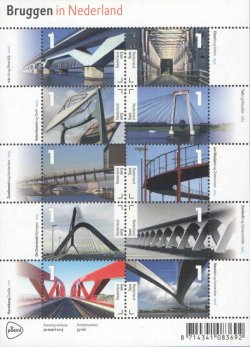Netherlands Pays-Bas Niederlande 2015 Holland bridges Railways ships set of 10 stamps in block / sheetlet MNH