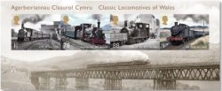 Great Britain United Kingdom 2014 Classic Welsh locomotives Trains set of 4 stamps in block MNH