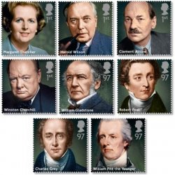 Great Britain United Kingdom 2014 Prominent Prime Ministers set of 8 stamps in 2 strips MNH