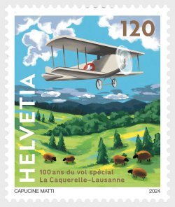 Switzerland Schweiz Suisse 2024 100 Years La Caquerelle - Lausanne Special Fight aviation airplane stamp MNH