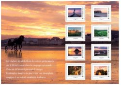 France 2024 Normandy sunsets Lighthouse Castles Towns Sea shore set of 8 stamps in block / booklet MNH