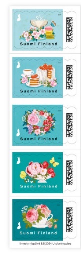 Finland Finnland Finlande 2024 Time for celebration ! set of 5 greeting stamps in strip MNH
