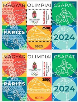 Hungary Ungarn Hongrie 2024 Olympic games Paris Olympics set of 2 block's perforated and immperforated MNH