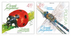 Poland Polen Pologne 2024 Beneficial Insects ladybug dragonfly set of 2 stamps MNH