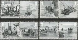 Great Britain United Kingdom 2016 Shackleton expedition 100 ann set of 8 stamps in 4 strips MNH
