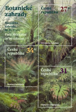 Czech Tschechien Tchèque 2024 Botanical Garden of the City of Prague trees flowers set of 3 stamps in block MNH