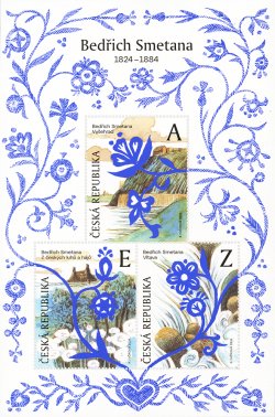Czech Tschechien Tchèque 2024 Bedrich Smetana composer My Country cycle set of 3 stamps in block MNH
