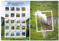 Austria Österreich L'Autriche 2024 Beautiful railway routes in Europe set of 20 stamps in special sheetlet / block in folder MNH