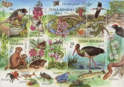 Czech Tschechien Tchèque 2023 Podyjí National Park Birds insects flowers mammals ... set of 4 stamps in block MNH