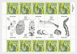 Aland islalnds Åland Finland 2024 Europa CEPT Underwater fauna & flora block of 10 stamps with all labels MNH