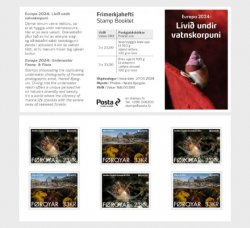 Faroe Islands Denmark 2024 Europa CEPT Undewater flora and fauna self-adhesive stamps booklet MNH