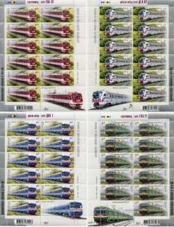 Ukraine 2011 Locomotives Local trains Railways set of 4 sheetlets with labels MNH