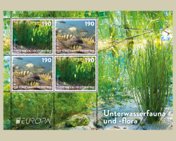 Liechtenstein 2024 Europa CEPT Undewater Fauna and Flora fishes river algae block MNH