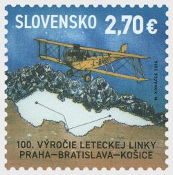 Slovakia 2024 100th Anniversary of the Launch of the Airline Route Prague-Bratislava-Kosice stamp MNH