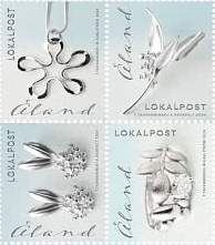 Aland islands Åland Finland 2024 Jewellery Art set of 4 stamps in block 2x2 MNH