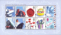 Great Britain United Kingdom 2010 Definitives Smilers Post transport types typical design set of 10 stamps in block MNH