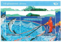 Faroe Islands Denmark 2010 Life by the sea Fish Fishing Scandinavian joint issue block MNH
