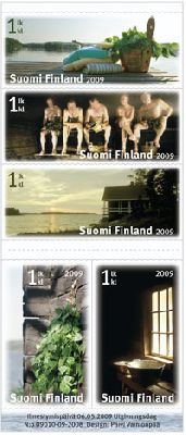 Finland Finlande Finnland 2009 Sauna Bath Traditions set of 5 stamps in block booklet MNH