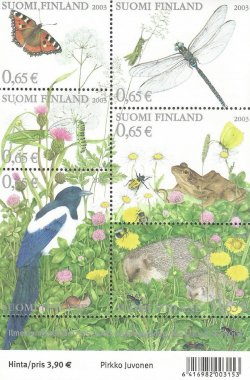 Finland Finnland Finlande 2003 Flora and fauna of a summer meadow set of 6 stamps in block MNH