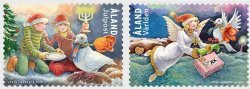 Aland Islands Åland Finland 2023 Christmas Peace Angels Pigeon Lighthouse set of 2 stamps MNH