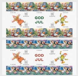 Aland Islands Åland Finland 2023 Christmas Peace Angels Pigeon Lighthouse set of 2 blocks of 10 stamps and 20 labels each MNH