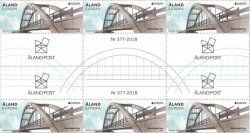 Aland Islands Åland Finland 2018 Europa CEPT Bridges block of 6 stamps and 6 labels MNH