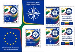 Lithuania Litauen Lituanie 2024 20 Years in EU and NATO BeePost set with labels and block MNH