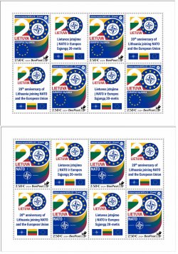 Lithuania Litauen Lituanie 2024 20 Years in EU and NATO BeePost set of 2 sheetlets MNH
