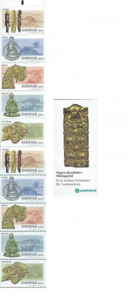 Sweden Schweden Suède 2015 Vikings Age Ethnography Decorations Archeology ships art 2 sets in booklet MNH